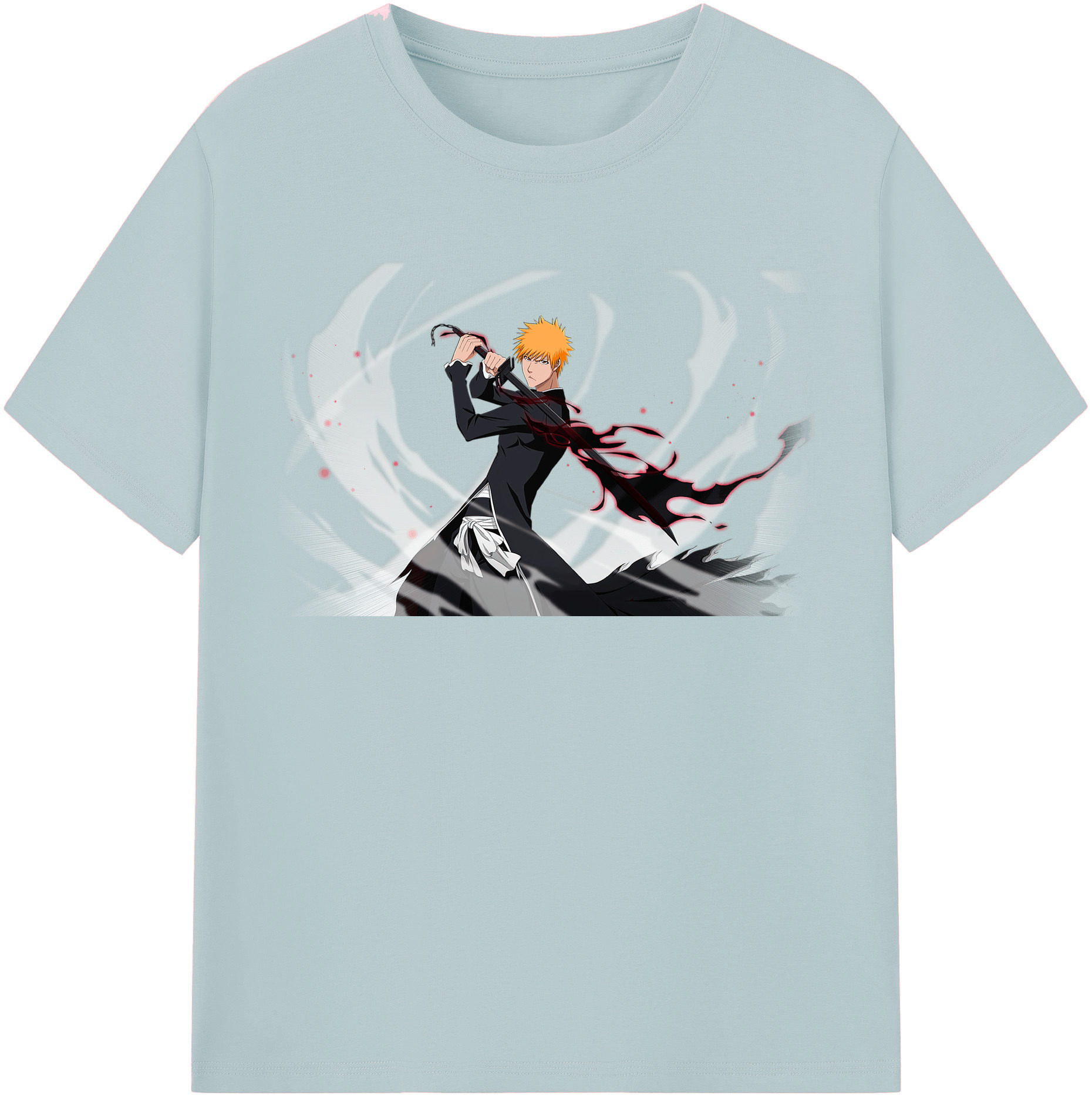 （画像用） ブリーチ 黒崎一護（くろさき いちご）BLEACH Kurosaki Ichigo 綿100％半袖Tシャツ（フロントプリント）